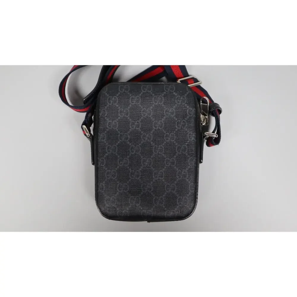 Gucci GG Supreme Crossbody Messenger Bag Unisex Small BLACK / GRAY CLEAN!